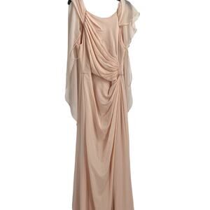 NWT badgley mischka pink silk maxi dress